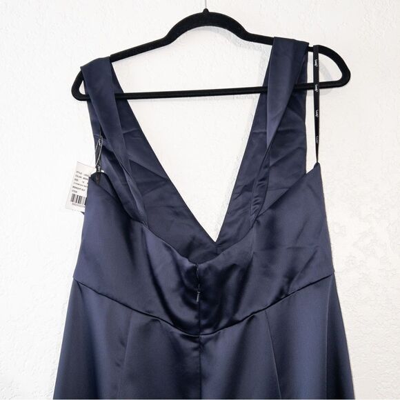 NWT Lovely x Dessy Collection Midnight Navy Twist Strap Slip Dress Size 16 - Picture 6 of 9
